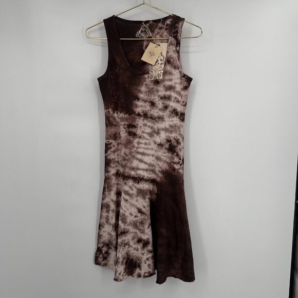 PrAna Ashlyn Sleeveless Tie-Dye Cotton Mini Dress in Espresso – Size M NWT - Picture 1 of 11